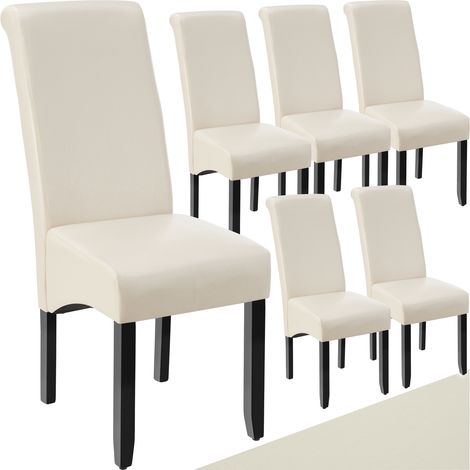 Ensemble de 6 chaises salle à manger aspect cuir ergonomiques crème