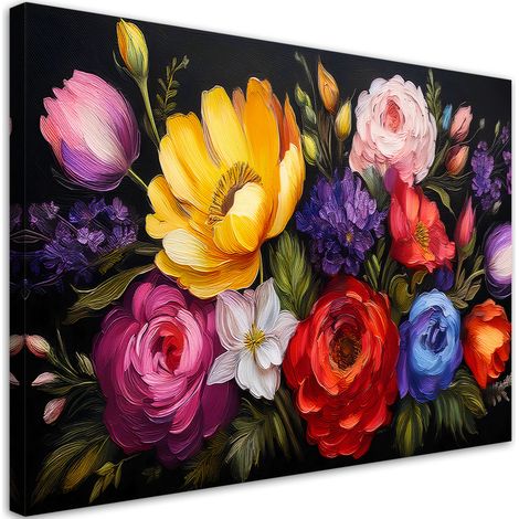 Tableau déco Bouquet de fleurs colorées 100x70 (1/5)