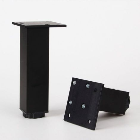 Pieds De Meuble Réglables - Hauteur 60 Mm - Forme Angulaire - Noir Mat - Lot De 4 (1/4)