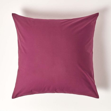 HOMESCAPES Taie d'oreiller unie en coton égyptien 200 fils Prune, 60 x 60 cm