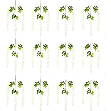 12pcs Fleurs De Glycine Artificielles, 105x15x1cm Blanc Crémeux Dense Suspendu Fausse Vigne De Glycine pour la Décoration De Fête De Jardin De Mariage (1/5)