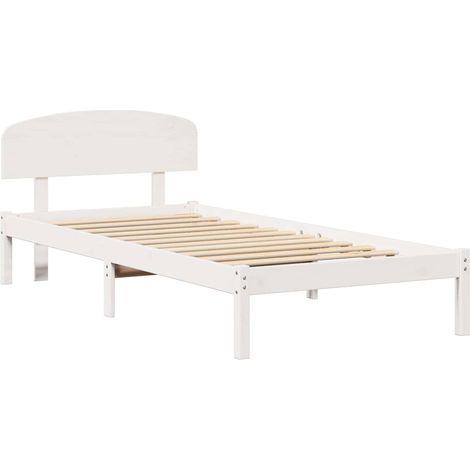 Lit simple,Lit adulte,Cadre de lit Blanc 90 x 200 cm Bois de pin massif CFW7507464 (1/5)
