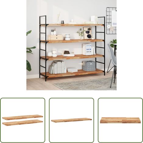 Bois d'acacia - Étagères flottantes 2 pcs 140x40x4 cm acacia massif à l'huile (1/5)