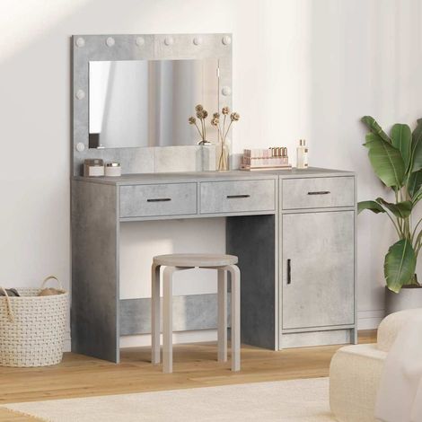 Schminktisch mit Spiegelbeleuchtung 2 pcs Grau Holzwerkstoff