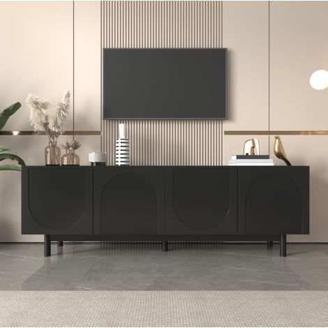 Mueble TV negro con puertas y almacenaje amplio HAVRYA (1/5)