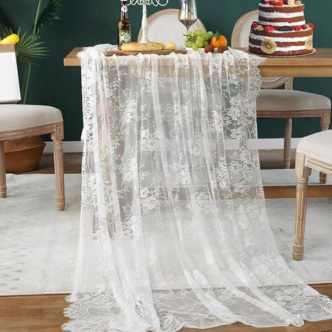 Chemin de Table Dentelle Blanc, 75x300cm Vintage Lace Table Runners, Pour Mariages, Pour Festivals, Décorations Maison (1/5)