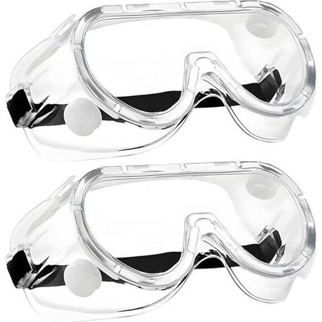 Lot de 2 paires de lunettes de sécurité, lunettes de travail à vision panoramique, antibuée et protection UV, lunettes de sécurité anti-poussière pour laboratoire, cyclisme, ski, alpinisme (1/4)