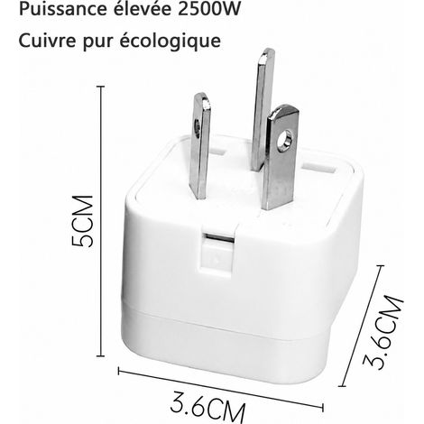 Adaptateur de voyage prise australienne 3 broches WD-16 blanc 2500W blanc 100 g – Livraison gratuite