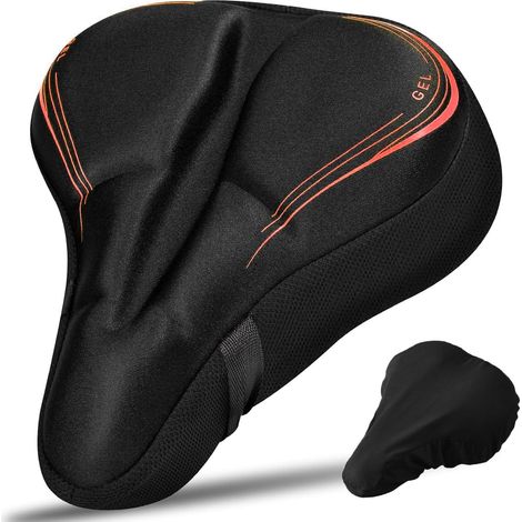 Housse de Selle de Vélo, Couvre Selle Velo avec Protege Pluie Velo, Coussin Selle Velo pour Hommes et Femmes, 27.5 23.5cm Coussin Velo pour Vélo de Route, E-Bike, Vélo d'exercice, Rouge (1/5)