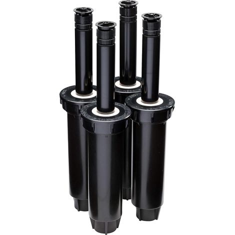Lot de 4 arroseurs escamotables Professionnels, Motif réglable de 0 ° à 360 °, Distance de pulvérisation de 2,4 à 4,6 m, Hauteur de 10,2 cm