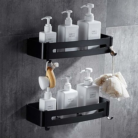 Ahlsen Pieza Soporte para carrito de ducha Sin perforación Montado en la pared Sin suciedad Baño Cocina Ducha Aluminio Autoadhesivo Carrito de ducha montado en la pared Organizador de champú (1/5)