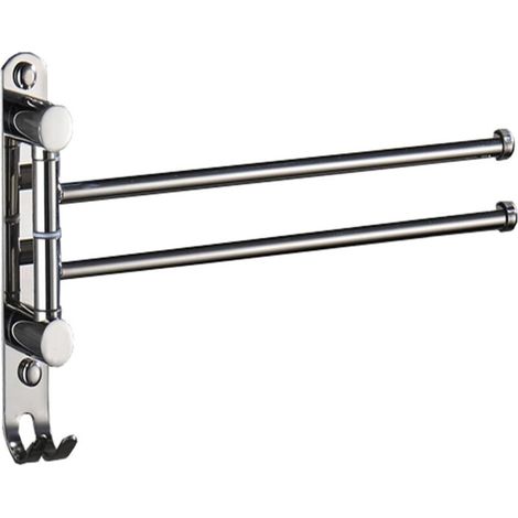 Porte Serviettes Salle de Bain avec 2 Barres 180°Rotatives Sèche-Serviettes en Acier Inoxydable SUS304 Porte Serviette Murale Sèche Serviettes pour Salle de Bain Cuisine Lavabo (Argent Chromé) (1/5)