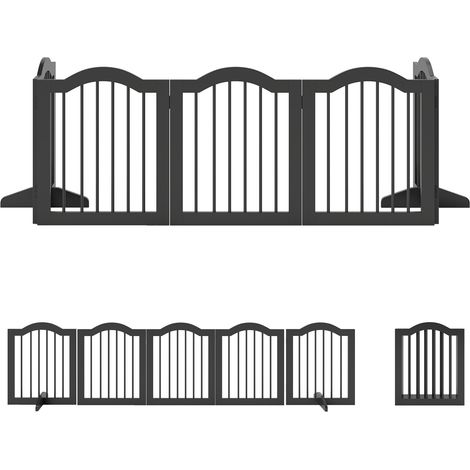 Puerta para perros plegable de 5 paneles, color negro, 261,5 x 29,5 x 61 cm