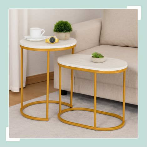 Satztische in marmoroptik - 2er set wohnzimmer
