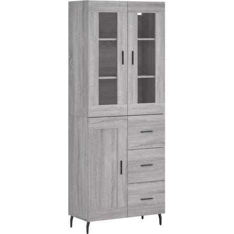 Aparador cajonera mueble almacenaje organizador cocina salón salón alto sonoma 695 x 34 x 180 cm madera de ingeniería gris 020035620