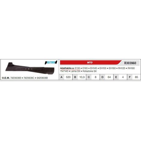 Lama MTD trattorino tagliaerba rasaerba tosaerba E130 E165 R303960