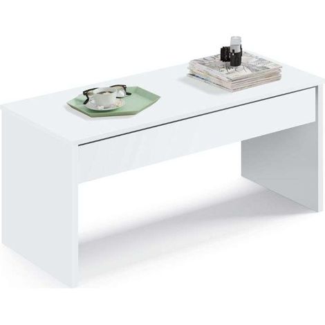 Mesa Centro Elevable Blanca Moderna Kamet Salón Comedor Mueble Superficie 47-58x100x50 cm (1/3)