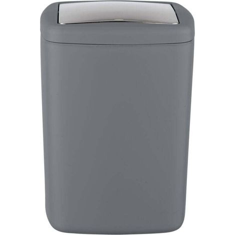 Barcelona Kleiner Badezimmer-Abfalleimer, Schwingdeckel, 8,5 l Fassungsvermögen, BPA-freier, bruchsicherer Kunststoff, 20,5 x 28,5 x 20,5 cm, Anthrazit