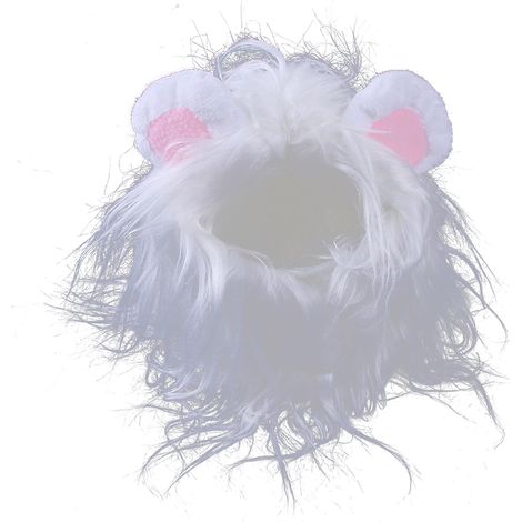 Crinière de lion pour chiens : Crinière de lion réaliste et amusante pour chiens, blanche (1/5)