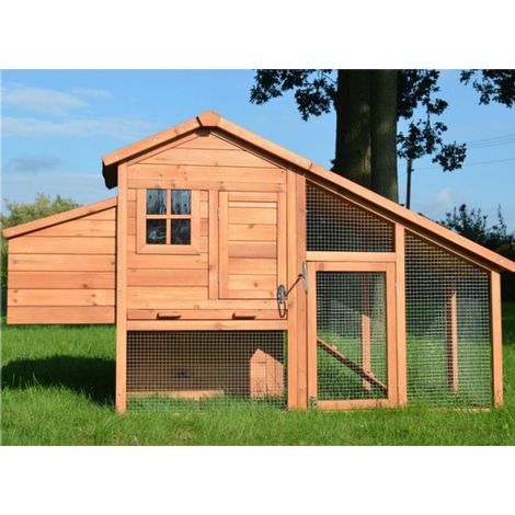 Bb-Loisir – Poulailler en bois pour 2 à 5 poules – Dimensions 190x62x114 cm – Nichoir et 2 perches – Bois de pin traité résistant aux intempéries