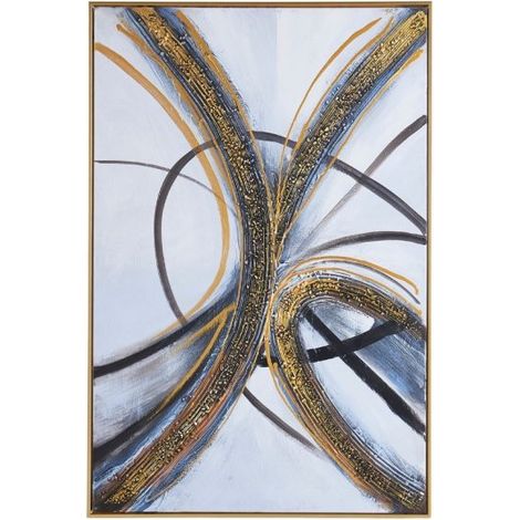 Quadro olio su tela stile astratto con cornice colore oro 80x120 cm