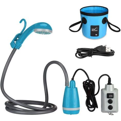 Douche portable rechargeable 20L – Pommeau et tuyau 2m – Débit 3,5 L/min – Idéale pour camping et nettoyage extérieur (1/5)