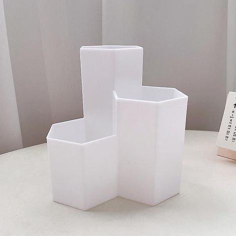 blanc11.5x11cm  Pot Cratif Hexagonal Multifonction Pour Ranger Pinceaux De Maquillage, Pinceaux, Stylos, Papeterie - Dcoration De Bureau