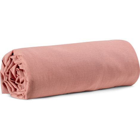VIVARAISE - Drap housse Vivaraise Calita en coton 100%, couleur blush, taille 180x200 cm avec bonnet 30 cm