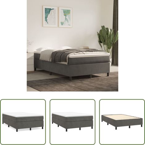 vidaXL Boxspringbett - Boxspringbettgestell Dunkelgrau 120x200 cm Samt (1/5)