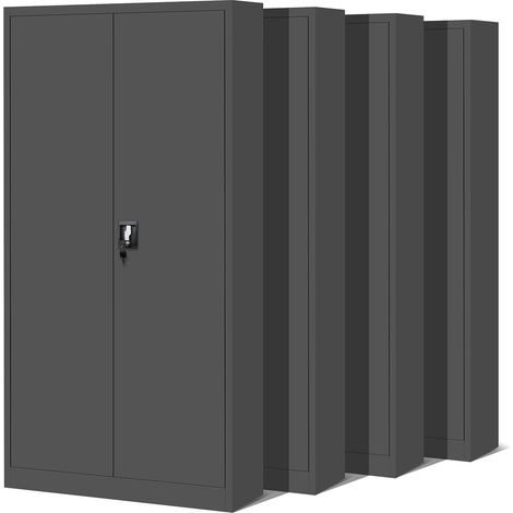 Jan Nowak 4er Set Aktenschrank C001H BĂĽroschrank Metallschrank Stahlschrank Werkzeugschrank Stahlblech Pulverbeschichtet FlĂĽgeltĂĽrschrank AbschlieĂźbar 195 cm x 90 cm x 40 cm (anthrazit/anthrazit) (1/5)