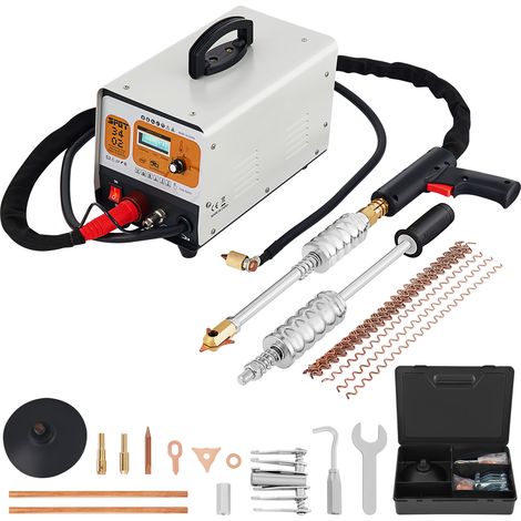 Mophorn Kit d'extracteur de bosses pour soudeuse par points, 3 KW 220 V avec 2 pistolets de soudage, machine de soudage par points LCD 6 modes pour la réparation de bosses de carrosserie