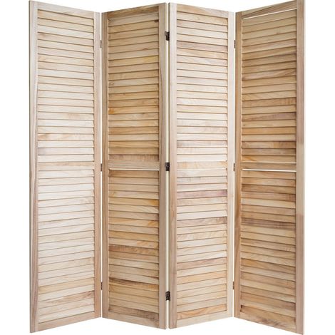 Décoshop26 – Paravent pliable 4 panneaux en bois naturel 160x170 cm – Charnières pliables dans les deux sens – PAR06065 (1/3)