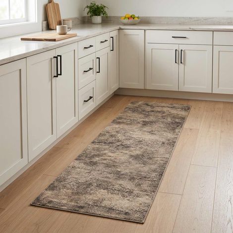 vidaXL Tappeto da Cucina Cemento marrone 180 x 60 cm 100% Poliammide