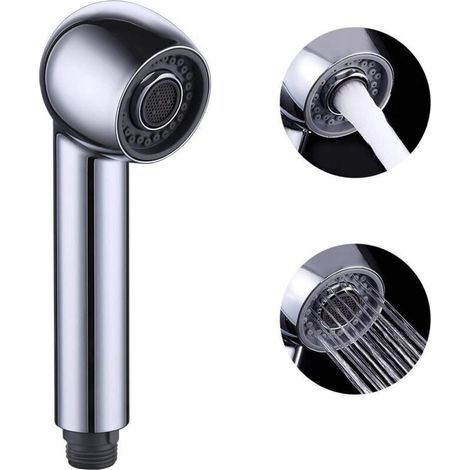 Pommeau de Rechange Pour Lave-vaisselle, 2 Types de Jets, Pommeau de Douche de Rechange Pour Robinet de Cuisine, Raccord d'évier, Douchette Universelle G1/2 Chromée (1/4)