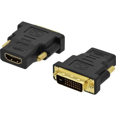 Adaptateur HDMI Femelle vers DVI Mâle - 19 Broches vers 24+1 Broches - Compatible Vidéo HD - 5 Gbps - Doré - 1 Pièce