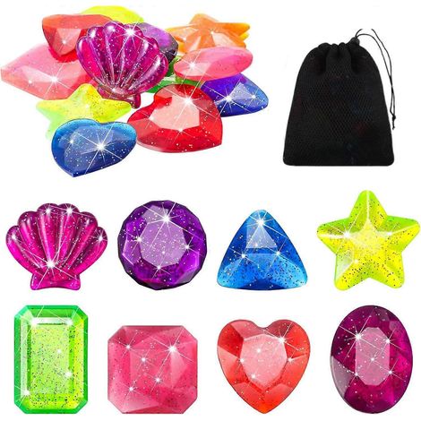 16 grosses perles de plongée en cristal avec sac de rangement, jouets de piscine en acrylique pour (1/4)