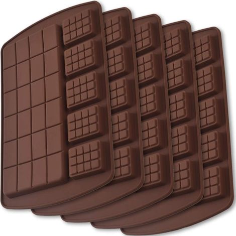 Stampi in silicone per barrette di cioccolato, ideali per barrette proteiche ed energetiche fatte in casa, confezione da 5 pezzi.