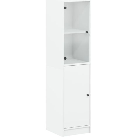 Aparador cómoda cómoda armario mueble organizador cocina salón salón con puerta de cristal 35 x 37 x 142 cm blanco 020030096