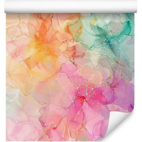 Papier peint Ink crème, corail, rose poudré et pêche 50x1000 cm (1/5)