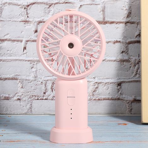 Ventilateur de bureau USB rechargeable avec humidificateur, portable pour la maison et le lit, couleur rose, dimensions compactes 178 x 92 x 40mm (1/5)
