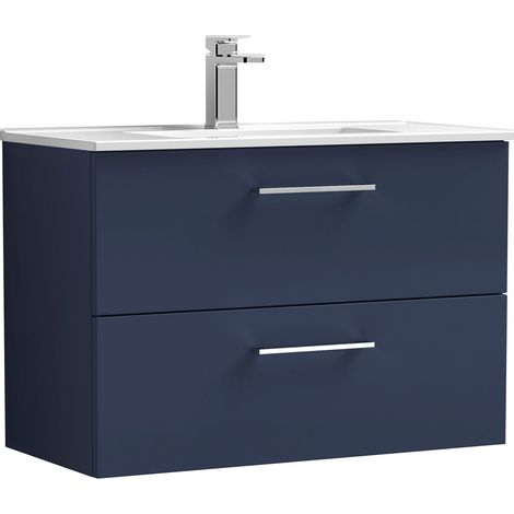 Nuie Arno Wall Hung 2-Drawer Vanity Unit with Basin-2 800mm Wide - Midnight Blue (1/5)