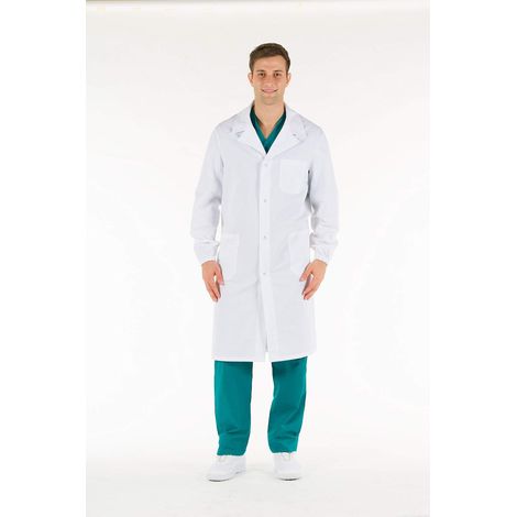 GIMA 26089 Unisex Camice Cotone con Automatici, Taglia 58, Bianco (1/4)