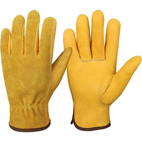 Gants de Jardinage en Cuir de Vachette - Flexibles Cuir Gants de Travail - Résistants aux Épines Gants de Jardinage Gants de Soudeur pour Homme et Femme (1/3)