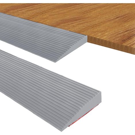 Rampe de Seuil, Barre de Seuil Large, Seuil de Porte Adhesif, Rampe en Caoutchouc pour Fauteuils Roulants, Rollators, Scooters Electriques (Gris, 90x8x1cm) (1/5)