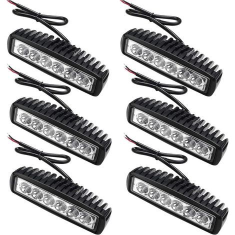 6 x 18W LED-Arbeitsscheinwerfer (12V/24V) für Traktoren, Bagger, Projektoren, IP67 – Schwarz (1/5)