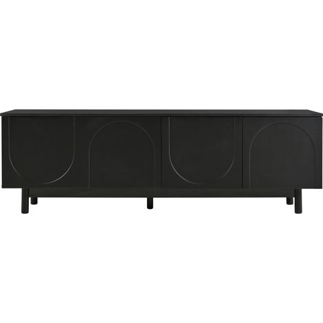 Mobile TV nero moderno HOMVRA 175 x 38 x 56 cm con ante push-to-open e ripiani regolabili (1/5)