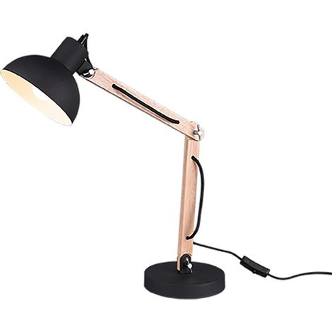 Lampe de bureau articulée noire métal/bois Trio KIMI (1/4)