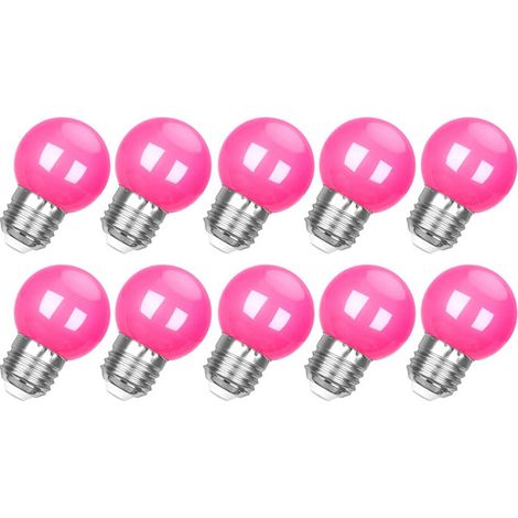 Ampoule LED sphérique G45 E27 couleur rose 3 W AC220‑240 V non dimmable éclairage décoratif Halloween Noël et fêtes lot de 10 (1/5)