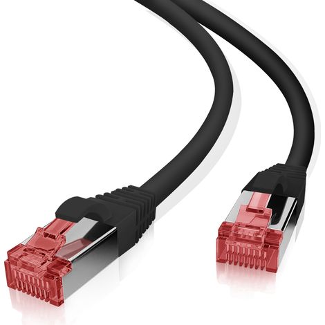 Helos Cable Patch S/FTP (PIMF) Cat 6 Negro 0,25m - Cable Patch con schmalem Knickschutz