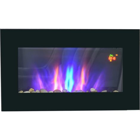 Cheminée électrique-Éclairage LED 3D-1000/2000W-Télécommande-7 Couleurs-58x40x25(cm) (1/5)